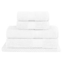 Kit Jogo de Toalhas Buddemeyer 5 Peças Banho Rosto e Piso Fio Penteado Canelado 100% Algodão Cor:Branco 1011