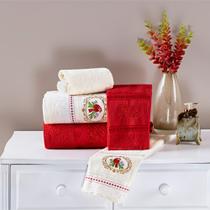 Kit Jogo de toalhas de banho bordada ponto russo 100% algodão gramatura 370g m² 5 peças Ele e Ela cores variaveis luxuos