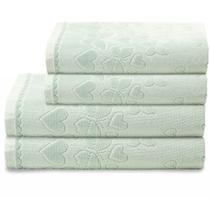 Kit Jogo de Toalhas Dohler 4 Peças Banho e Rosto Romance 100% Algodão Jacquard