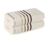 Kit Jogo De Toalhas Karsten 2 Peças Banho Lumina Fio Penteado Cor:Greige Ivory