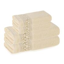 Kit Jogo De Toalhas Karsten 4 Peças Banho e Rosto Provence Fio Cardado Algodão Softmax