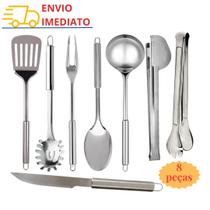 Kit Jogo de Utensílios de Cozinha 8 pçs Espátula Vazada