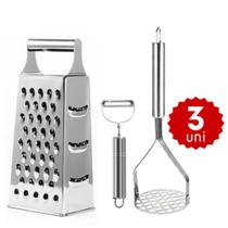 Kit Jogo de Utensilios de Cozinha Amassador de Alho Batata Ralador e Descascador Kit Jogo de Utensilios de Cozinha Amassador de Alho Batata Ralador e Descascador