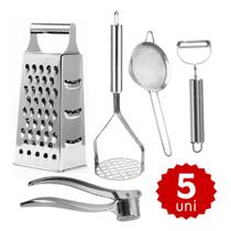 Kit Jogo de Utensilios de Cozinha Amassador de Alho Batata Ralador e Descascador Kit Jogo de Utensilios de Cozinha Amassador de Alho Batata Ralador e Descascador