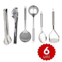 Kit Jogo de Utensílios de Cozinha Completo Inox Premium