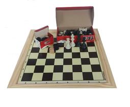 Kit jogo de xadrez tabuleiro oficial rei 10 cm + pçs de damas