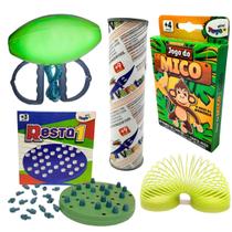 Kit Jogo do Mico + Brinquedo Vai e Vem + Mola Maluca + Resta Um + Pega Varetas