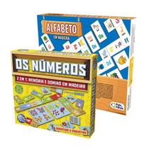 Kit Jogo Educativo Alfabeto e Números 2 em 1 Dominó Memória Kit Jogo Educativo Alfabeto e Números 2 em 1 Dominó Memória