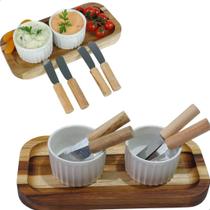 Kit Jogo Espátulas Bandeja Ramequim Manteiga Patê Antepasto