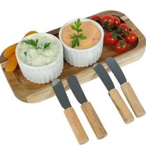 Kit Jogo Espátulas Bandeja Ramequim Manteiga Patê Antepasto