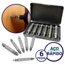 Kit Jogo Extrator de parafusos Quebrados 6 Peças Danificados Espanado 2 a 12mm Saca Parafuso