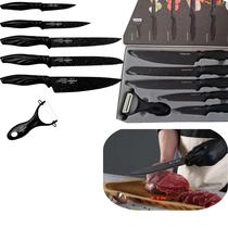 Kit Jogo Facas 6 peças Para Churrasco Inox Carbono Descascador Cozinha