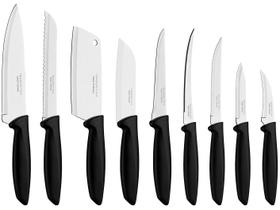 KIT Jogo Facas Tramontina Plenus 9 Peças Cutelo, Chef, Santoku, Pão, Tomate + Facas para Frutas e Legumes