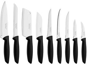 KIT Jogo Facas Tramontina Plenus 9 Peças Cutelo, Chef, Santoku, Pão, Tomate + Facas para Frutas e Legumes