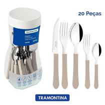 Kit Jogo Faqueiro Leme 20 Peças Aço Inox Tramontina Cinza