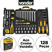 Kit Jogo Ferramentas Maleta 128 Peças Soquetes Chaves Vonder Kit Jogo Ferramentas Maleta 128 Peças Soquetes Chaves Vonder