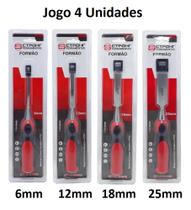 Kit Jogo Formão 4 Peças Profissional Entalhar Madeira CTPOHR Aço Vanádio