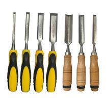 Kit Jogo Formão E Goivas 7 Peças Profissional Lugatools Entalhe Madeira