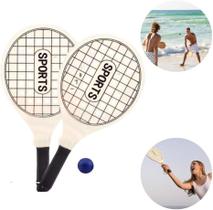 Kit Jogo Frescobol Beach Tenis Praia 2 Raquetes Bolinha