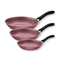 Kit Jogo Frigideiras Tramontina Linz 03 peças Alumínio Rosa Revestimento Antiaderente Não Gruda Resistente Cozinha Kit Jogo Frigideiras Tramontina Linz 03 peças Alumínio Rosa Revestimento Antiaderente Não Gruda Resistente Cozinha