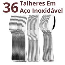 Kit Jogo Garfo Faca Colher Inox 36 Peças Restaurante Buffet Eventos Kit Jogo Garfo Faca Colher Inox 36 Peças Restaurante Buffet Eventos