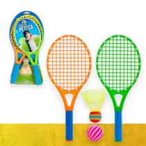 Kit Jogo Infantil de Peteca 2 Raquetes Com Bolinha e Peteca Infantil Praia Parque Badminton 932