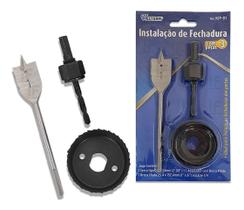 Kit Jogo Instalação Fechadura Broca Chata Kit Jogo Instalação Fechadura Broca Chata