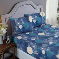 Kit Jogo Lençol Casal 400 Fios Conjunto Estampado Ponto Palito 3 Peças com Elástico e Fronha