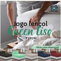 kit Jogo Lençol de Cama Queen 3 Peças Liso 1,98 m x 1,58 m x 30 cm - Várias Cores - RECH ENXOVAIS