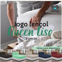 kit Jogo Lençol de Cama Queen 3 Peças Liso 1,98 m x 1,58 m x 30 cm - Várias Cores
