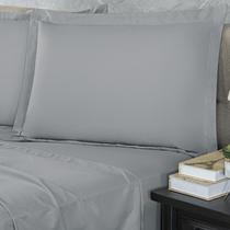 Kit Jogo Lençol Elastico 300 Fios Solteiro 3 Peças Cinza