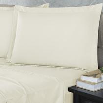 Kit Jogo Lençol Elastico 300 Fios Solteiro 3 Peças Marfim