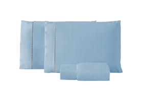 Kit Jogo Lençol Queen 200 Fios 3 Peças com Elástico Ponto Palito nas Fronhas