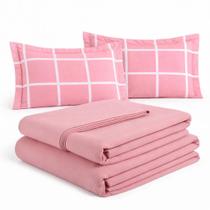 Kit Jogo Lençol Roupa Cama Casal Padrao 5 Pçs Elastico Fronha 200 Fios Toque Macio Luxo Simples