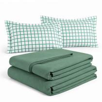 Kit Jogo Lençol Roupa Cama Casal Super King 5 Pçs Elastico Fronha Decoração Basica Simples 200 Fios
