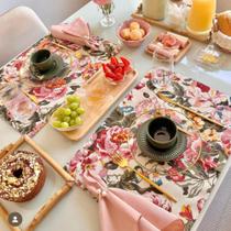 Kit Jogo Lugar Americano Completo Mesa Posta Floral Florido Flower