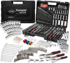 Kit Jogo Maleta De Ferramentas 178 Peças Cromo Vanádio Preto / Cromado Kit Jogo Maleta De Ferramentas 178 Peças Cromo Vanádio Preto / Cromado