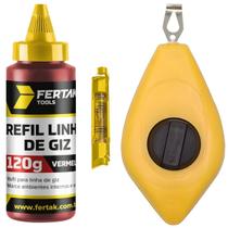 Kit Jogo Marcação Linha Giz 15M Vermelho Gesseiro Com Nível Kit Jogo Marcação Linha Giz 15M Vermelho Gesseiro Com Nível
