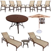 Kit Jogo Mesa 6 Cadeiras Alumínio e Espreguiçadeiras Piscina Kit Jogo Mesa 6 Cadeiras Alumínio e Espreguiçadeiras Piscina