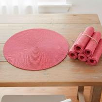 Kit Jogo Mesa Americano Redondo Glamour Vermelho Mimo Style 6 Lugares