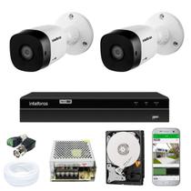 Kit Jogo Monitoramento 2 Câmeras Vigilância Cftv Intelbras Dvr Multi HD Fonte Cabo