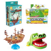 Kit Jogo O Mar Tá Bravo Crocodilo Morde Dedo Diversão em Dobro para Crianças