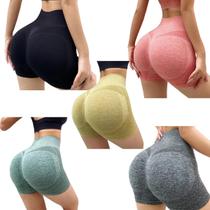 Kit Jogo Pacote Short para Academia Fitness Corrida Esportes Ginástica Butt Lift, Cintura Alta levanta bumbum