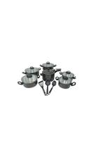 Kit Jogo Panelas 9 Peças Tampa De Vidro Conjunto Preto Craqueado Pressão 4,5L Brinde Kit Jogo Panelas 9 Peças Tampa De Vidro Conjunto Preto Craqueado Pressão 4,5L Brinde
