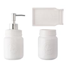 Kit Jogo Para Banheiro Lavabo Porta Sabonetes Escova 3 Peças