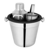 Kit Jogo para Bar com Coqueteleira e Balde Aço Inox Mimo Style