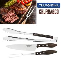 Kit Jogo Para Churrasco 3 Peças Churrasqueiro Inox Garfo Faca Pegador Tramontina - TRAMOTINA