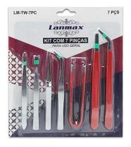 Kit Jogo Pinças Costura E Pequenos Reparos Eletrônicos 7pçs Cor Vermelho Kit Jogo Pinças Costura E Pequenos Reparos Eletrônicos 7pçs Cor Vermelho