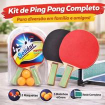 Kit Jogo Ping Pong com Rede 2 Raquetes E 3 Bolinhas Tênis de Mesa Recreativo Adulto e Infantil Esporte Lazer Ar Livre Kit Jogo Ping Pong com Rede 2 Raquetes E 3 Bolinhas Tênis de Mesa Recreativo Adulto e Infantil Esporte Lazer Ar Livre