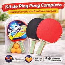 Kit Jogo Ping Pong Tênis de Mesa Com 2 Raquetes E 3 Bolinhas Esporte Treino Iniciante Recreativo Oficial 40mm Kit Jogo Ping Pong Tênis de Mesa Com 2 Raquetes E 3 Bolinhas Esporte Treino Iniciante Recreativo Oficial 40mm